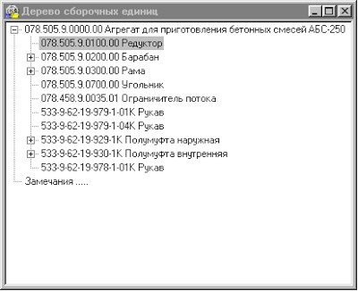 Рисунок 3. Дерево сборочных единиц